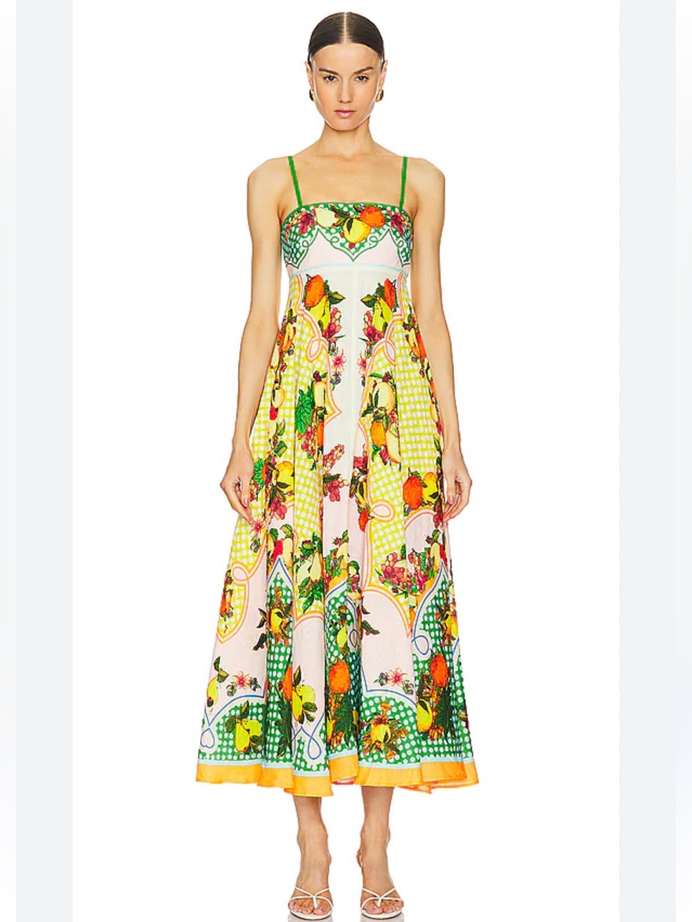 ALÉMAIS Lemonis Printed Linen
Midi Dress Sz 10
